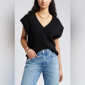 Open Edit  womens Chunky Black Knit Quality Sweater Vest Size XL EUC